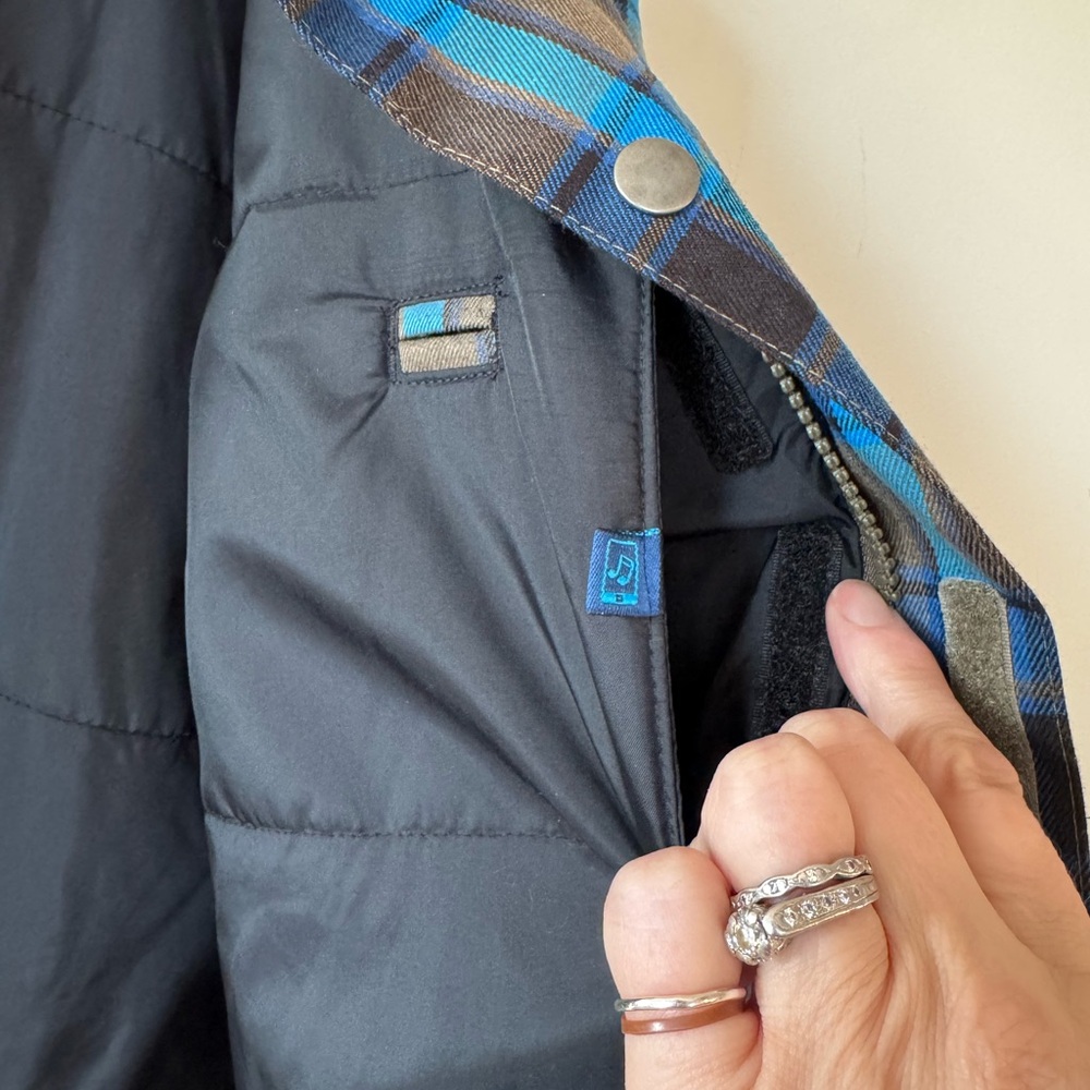 Burton Uproar Blue and Black Plaid Hoodie Shacket Snowboard Jacket M 10/12 - Picture 9 of 11
